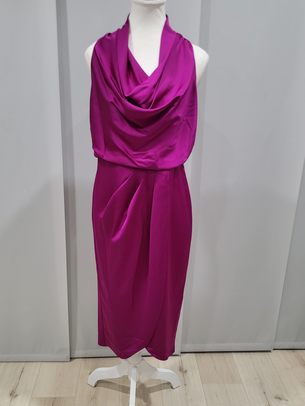 Joseph Ribkoff Fuchsia Cowl-Neck Midi Dress